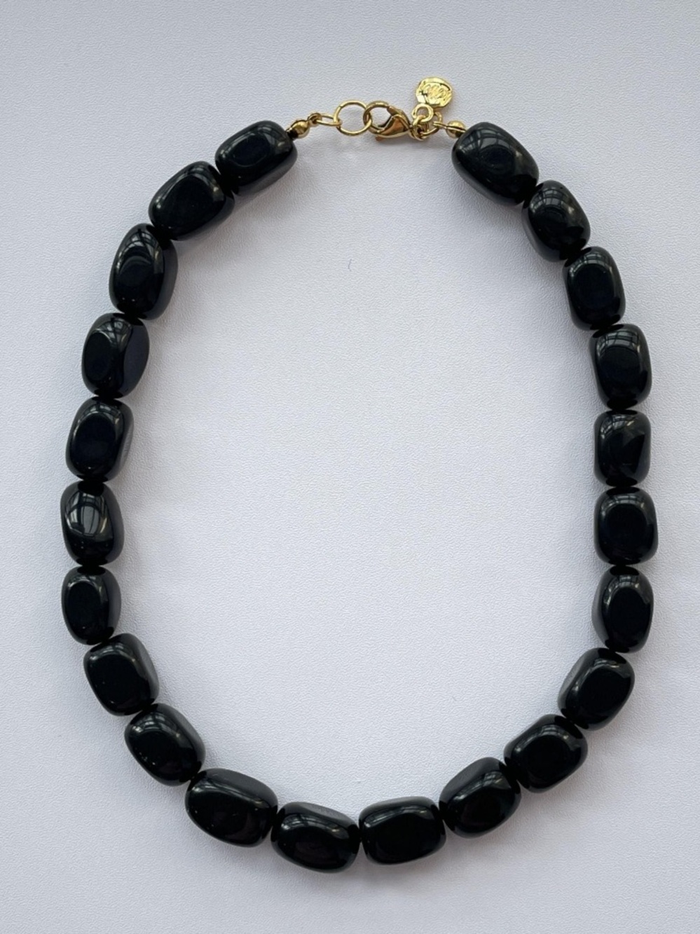NEW Mayamar Black Natural Stone Genuine Onyx Beaded Statement Choker Necklace